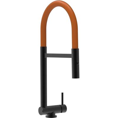 VIZIO Miscelatore Cucina Compact in Blackchrome con Canna Mossa Arancione - 4,5cm VIZIO Miscelatore Cucina Compact in Blackchrome con Canna Mossa Arancione - 4,5cm