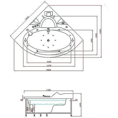 Bañera de hidromasaje ELITESHOPPING 140x140cm con 20 Jets y cromoterapia Bañera de hidromasaje ELITESHOPPING 140x140cm con 20 Jets y cromoterapia