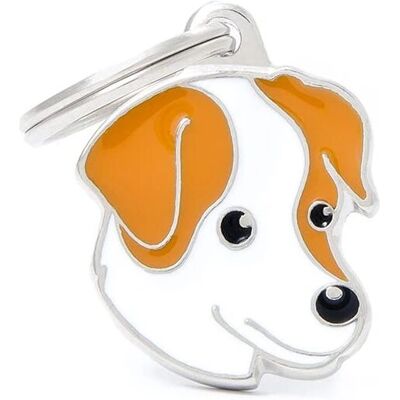 My Family Jack Russell Weiß Braun Medaille - Haustier Halsband Anhänger My Family Jack Russell Weiß Braun Medaille - Haustier Halsband Anhänger