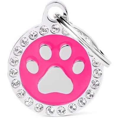 MyFamily Haustier-Identifikation - Pinke Pfote, Hand-Emaille, Italien, Swarovski, Anpassbar MyFamily Haustier-Identifikation - Pinke Pfote, Hand-Emaille, Italien, Swarovski, Anpassbar