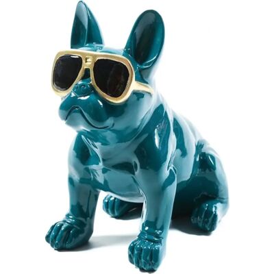 KASANOVA - Bulldog con occhiali soprammobile ottanio - Estatua decorativa KASANOVA - Bulldog con occhiali soprammobile ottanio - Estatua decorativa