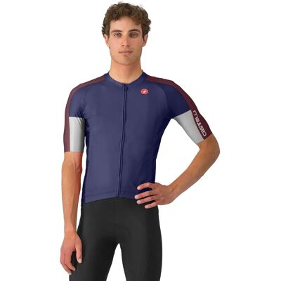 Maillot Castelli Entrata 6 manga corta - SS25 - Azul belga / Burdeos profundo / Plata Maillot Castelli Entrata 6 manga corta - SS25 - Azul belga / Burdeos profundo / Plata