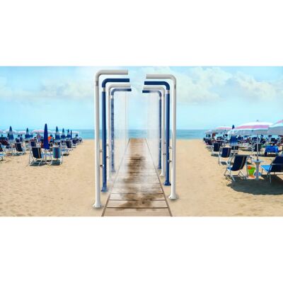 Doccia da Esterno Arkema Design con miscelatore e lavapiedi - Blu Doccia da Esterno Arkema Design con miscelatore e lavapiedi - Blu