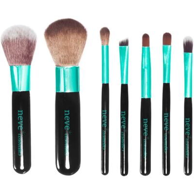 Neve Cosmetics Makeup Brush Set - 7 Vegan Synthetic Brushes for Face, Eyes, Lips Neve Cosmetics Makeup Brush Set - 7 Vegan Synthetic Brushes for Face, Eyes, Lips