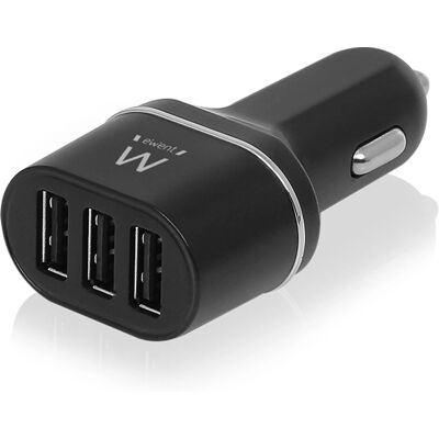 Carregador de carro Ewent EW1202 - 3 ports USB - Preto Carregador de carro Ewent EW1202 - 3 ports USB - Preto
