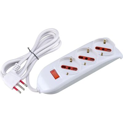 Rosi Multiprise 3 Prises - Blanch, Prise 90°, 10A/16A Rosi Multiprise 3 Prises - Blanch, Prise 90°, 10A/16A