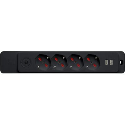 ROSI - RS8412UN - 4 prises Schuko - 2 USB - Multiprise ROSI - RS8412UN - 4 prises Schuko - 2 USB - Multiprise