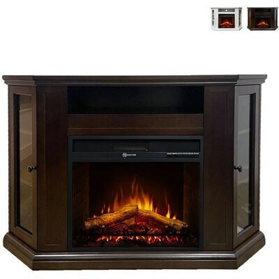 Camino elettrico ad angolo Madison - Divina Fire - Bianco - Riscalda 30 m² Camino elettrico ad angolo Madison - Divina Fire - Bianco - Riscalda 30 m²