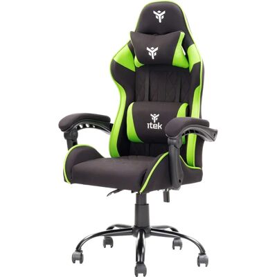 ITek Rhombus FF10 Gaming Stoel - Mesh, Dubbele Kussens, Verstelbaar, Zwart Groen ITek Rhombus FF10 Gaming Stoel - Mesh, Dubbele Kussens, Verstelbaar, Zwart Groen