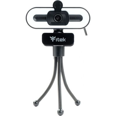 Itek W401L Webcam - Full HD 1920x1080, USB, Mikrofon, LED-Licht, Stativ Itek W401L Webcam - Full HD 1920x1080, USB, Mikrofon, LED-Licht, Stativ