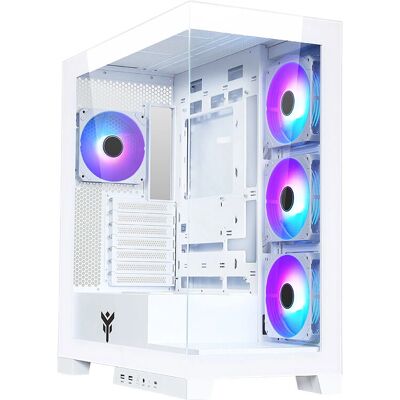 ITek Showbui 45W Tower Weiß - Gaming PC Gehäuse, ATX, Tempered Glas, RGB Lüfter ITek Showbui 45W Tower Weiß - Gaming PC Gehäuse, ATX, Tempered Glas, RGB Lüfter