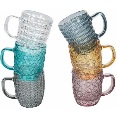 Villa D'Este Home Tivoli Set med 6 Färgglada Geometriska Kaffekoppar Villa D'Este Home Tivoli Set med 6 Färgglada Geometriska Kaffekoppar