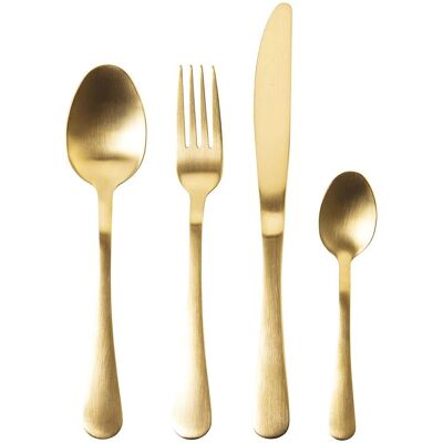 Ensemble de 24 couverts satinés or Gourmet Gold - Dîner élégant et minimaliste Ensemble de 24 couverts satinés or Gourmet Gold - Dîner élégant et minimaliste