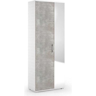 Mueble de almacenaje Kiamami Valentina - Blanco con efecto cemento - Espejo Mueble de almacenaje Kiamami Valentina - Blanco con efecto cemento - Espejo