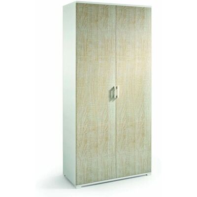Armario de baño Kiamami Valentina Blanco y Roble - 195cm - 2 puertas, 4 estantes Armario de baño Kiamami Valentina Blanco y Roble - 195cm - 2 puertas, 4 estantes