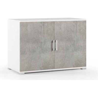 Armario de baño Kiamami Valentina Blanco con puertas gris cemento Armario de baño Kiamami Valentina Blanco con puertas gris cemento