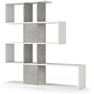 Estantería Divisoria de Madera Blanca con Efecto Cemento - Kiamami Valentina Estantería Divisoria de Madera Blanca con Efecto Cemento - Kiamami Valentina
