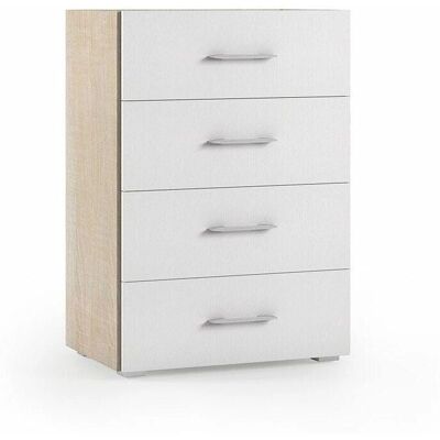Kiamami Valentina Armario de cajones para baño - Blanco y roble - 4 cajones Kiamami Valentina Armario de cajones para baño - Blanco y roble - 4 cajones