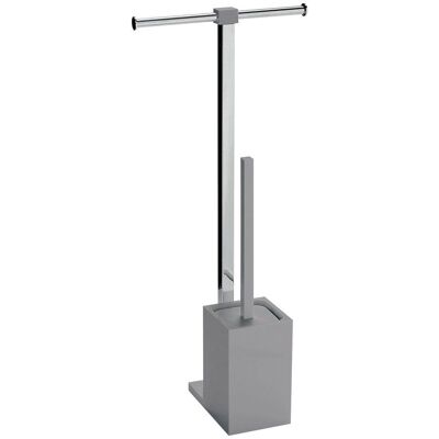 Kiamami Valentina - Pédestal avec double porte-rouleaux et porte-brosse gris - Publicité Kiamami Valentina - Pédestal avec double porte-rouleaux et porte-brosse gris - Publicité