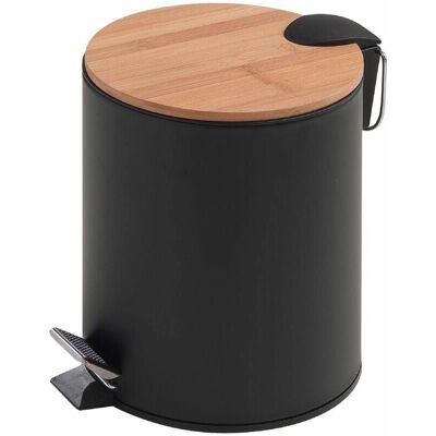 KIAMAMI VALENTINA Cubo de basura redondo compacto - 3L, Negro/Bambú KIAMAMI VALENTINA Cubo de basura redondo compacto - 3L, Negro/Bambú