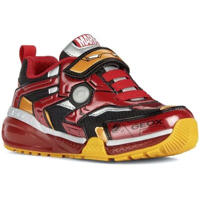 Scarpe Bambini Geox Nero Rosso Ironman Luci - Sneakers Scarpe Bambini Geox Nero Rosso Ironman Luci - Sneakers