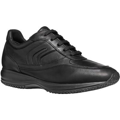 GEOX Happy Black Leather Casual Sneaker - Sneakers GEOX Happy Black Leather Casual Sneaker - Sneakers