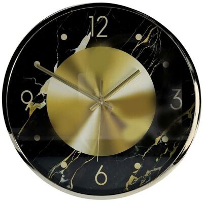 VACCHETTI Reloj de Pared Efecto Mármol Oro y Negro Redondo - Reloj VACCHETTI Reloj de Pared Efecto Mármol Oro y Negro Redondo - Reloj