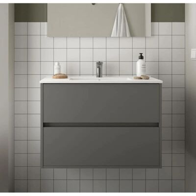 Webmarketpoint Claros80 Graues Mattes Badezimmermöbel - 2 Schubladen Webmarketpoint Claros80 Graues Mattes Badezimmermöbel - 2 Schubladen