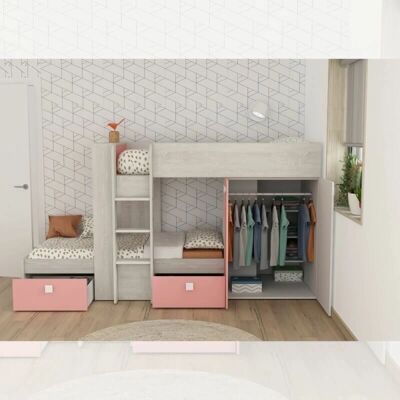 IPERBRIKO Reversible Hochbett mit Schrank und Schubladen - Schlafzimmerset IPERBRIKO Reversible Hochbett mit Schrank und Schubladen - Schlafzimmerset