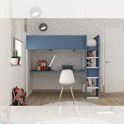 IPERBRIKO Set de Dormitorio Infantil - Cama alta, Escritorio en L IPERBRIKO Set de Dormitorio Infantil - Cama alta, Escritorio en L