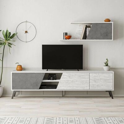 Webmarketpoint Mueble TV Fiona Vintage - 3 armarios, 2 compartimentos abiertos Webmarketpoint Mueble TV Fiona Vintage - 3 armarios, 2 compartimentos abiertos