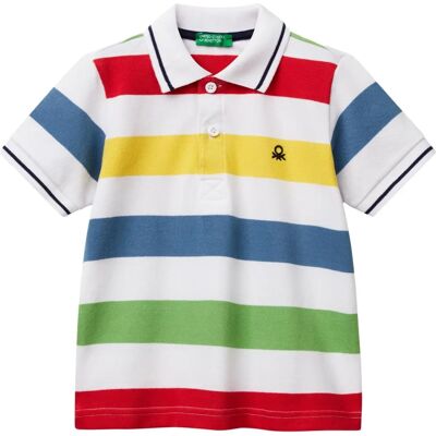 Benetton Modell Mehrfarbig Gestreiftes Kurzarm Poloshirt - Kinder Benetton Modell Mehrfarbig Gestreiftes Kurzarm Poloshirt - Kinder
