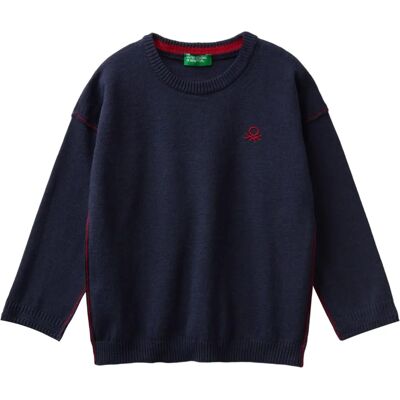 Pull Benetton à Col Rond avec Broderie - Enfants Pull Benetton à Col Rond avec Broderie - Enfants