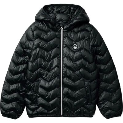 Benetton Model - Kinder gewatteerde capuchonjacke - Zwart Benetton Model - Kinder gewatteerde capuchonjacke - Zwart