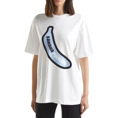 Benetton Vit Oversized Bananmönstrad T-shirt - Kvinna Benetton Vit Oversized Bananmönstrad T-shirt - Kvinna