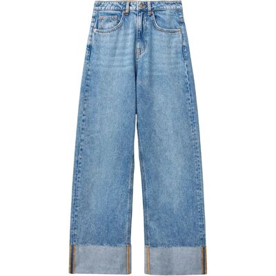 Benetton Wide Fit Jeans med uppvikt - Ljusblå Benetton Wide Fit Jeans med uppvikt - Ljusblå