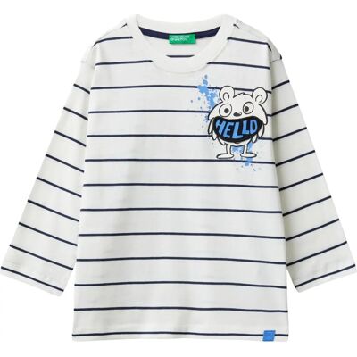Benetton Modèle T-shirt en Coton Biologique à Manches Longues - Enfants Benetton Modèle T-shirt en Coton Biologique à Manches Longues - Enfants
