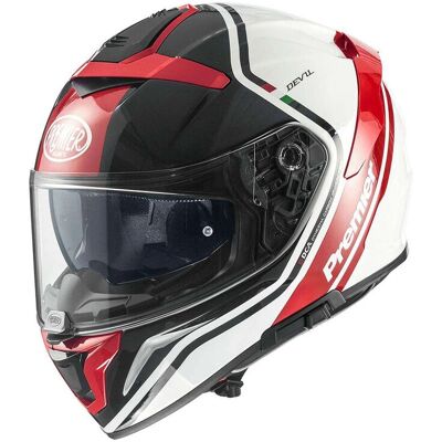 Casco moto integrale Premier PH2 Bianco Rosso - Casco da moto Casco moto integrale Premier PH2 Bianco Rosso - Casco da moto