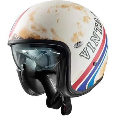 Casque jet vintage Premier BTR12 BM blanc/noir/bleu/rouge - L - Publicité Casque jet vintage Premier BTR12 BM blanc/noir/bleu/rouge - L - Publicité