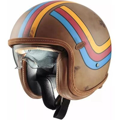 Casco Vintage Premier - Marrone/Giallo/Rosso/Blu - ECE 22-06 Casco Vintage Premier - Marrone/Giallo/Rosso/Blu - ECE 22-06