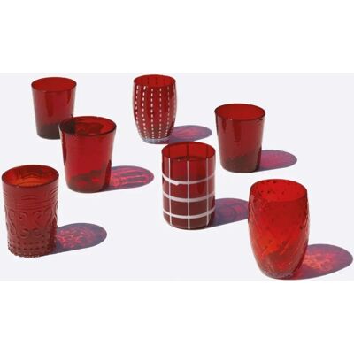 Zafferano Handgemachtes Rotes Melting Pot Glas-Set - Trinkglas-Set Zafferano Handgemachtes Rotes Melting Pot Glas-Set - Trinkglas-Set
