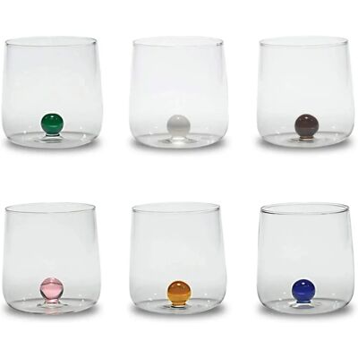 Ensemble de 6 verres en verre borosilicaté Zafferano - Multicolore Ensemble de 6 verres en verre borosilicaté Zafferano - Multicolore