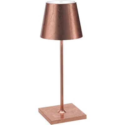 ZAFFERANO Feuille de Cuivre Poldina Mini Lampe de Table LED Rechargeable - Intérieur/Extérieur - Publicité ZAFFERANO Feuille de Cuivre Poldina Mini Lampe de Table LED Rechargeable - Intérieur/Extérieur - Publicité