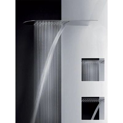 GESSI Tremillimetri - Cabezal de ducha de pared con lluvia y cascada - 195mm x 400mm GESSI Tremillimetri - Cabezal de ducha de pared con lluvia y cascada - 195mm x 400mm