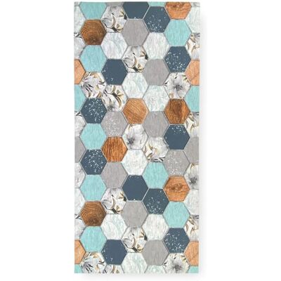 Tex Family Oriente Blu - Tappeto runner da cucina - 50x200 - PVC antiscivolo Tex Family Oriente Blu - Tappeto runner da cucina - 50x200 - PVC antiscivolo
