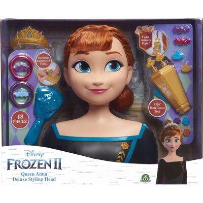 Cabeza de peinado multicolor de Disney Princess Anna - Juguete Cabeza de peinado multicolor de Disney Princess Anna - Juguete