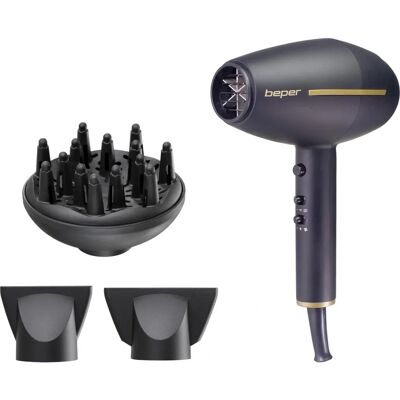 Sèche-cheveux BEPER 40406 - Ionique, Vitesse & Temp. Réglables, 2 Accessoires - Publicité Sèche-cheveux BEPER 40406 - Ionique, Vitesse & Temp. Réglables, 2 Accessoires - Publicité