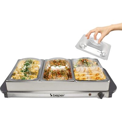 Beper P101TEM002 - Ruokalämmitin 300W irrotettavilla säiliöillä - Ruostumaton teräs Beper P101TEM002 - Ruokalämmitin 300W irrotettavilla säiliöillä - Ruostumaton teräs