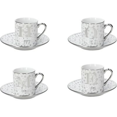 Ensemble de Tasses et Assiettes en Porcelaine Tognana - 4 pcs Blanc/Gris Ensemble de Tasses et Assiettes en Porcelaine Tognana - 4 pcs Blanc/Gris
