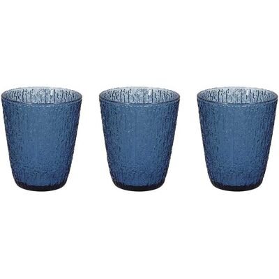 Set de 3 vasos de cristal azul Davor - 280 cc Set de 3 vasos de cristal azul Davor - 280 cc